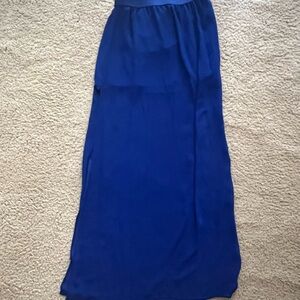 H&M blue maxi skirt with lining and side slits